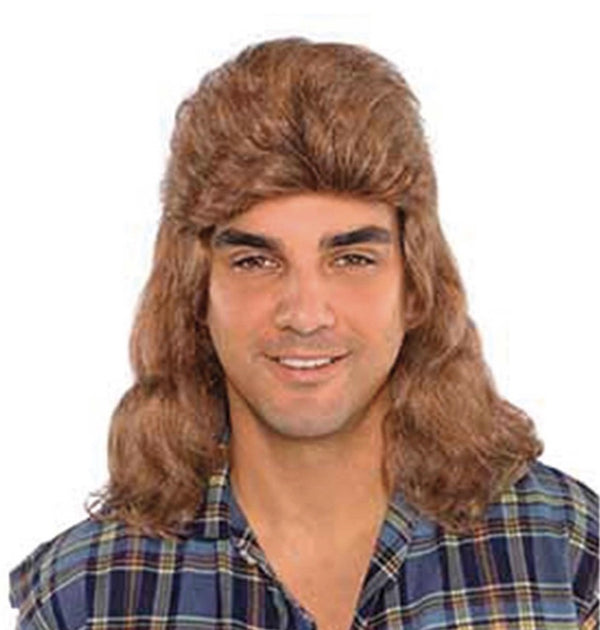 WIG MULLET HEAD BROWN